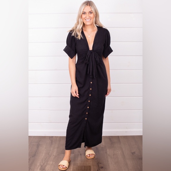 Free People Dresses & Skirts - 77. FREE PEOPLE Vintage Summer Midi Dress in Black Sz XS NWT $98